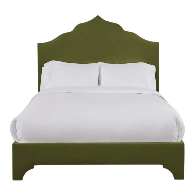 Clementine King Bedframe, Olive Velvet For Sale