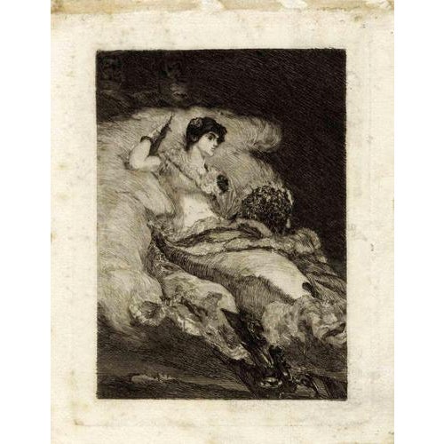 Rare etching realized by Max Klinger in 1884. II state on 2. Image dimensions: 13.9x19 cm. Very good condition except for...