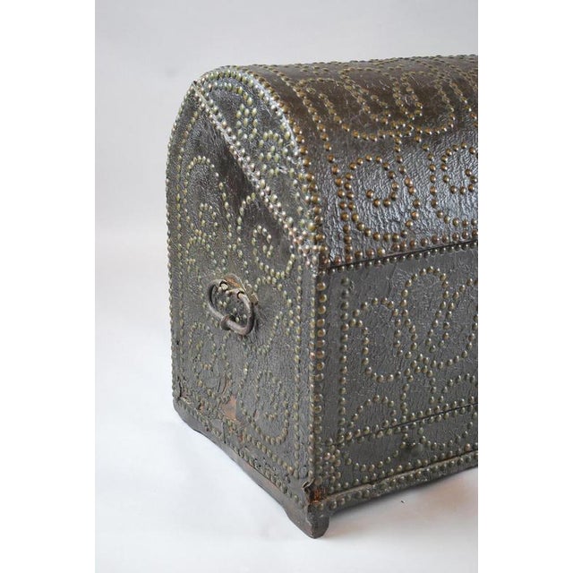 18th Century Studded Leather-Wrapped Dome Chest For Sale - Image 5 of 10