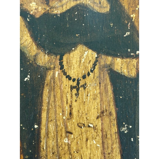 18th–Early 19th Century Spanish Colonial Retablo of Saint Dominic Hand-Painted Religious Icon on Wood Panel For Sale - Image 4 of 5