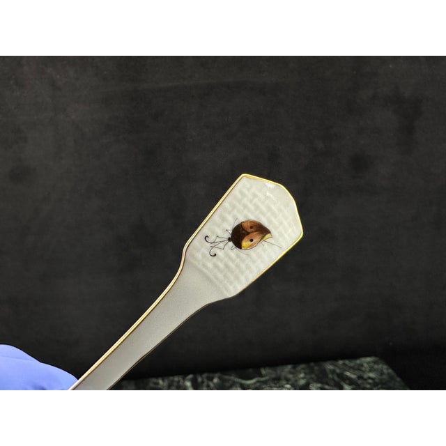 Late 20th Century Herend Hungary Hand-Painted Porcelain Serving Spoon, Mushroom & Insect Motif For Sale - Image 9 of 15
