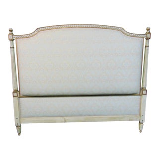 Louis XVI Style Cream Upholstered Queen Size Headboard For Sale