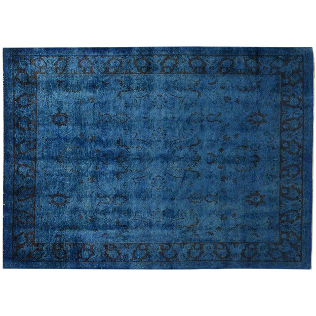 Overdyed Royal Blue Rug - 7′9″ × 10′4″ | Chairish