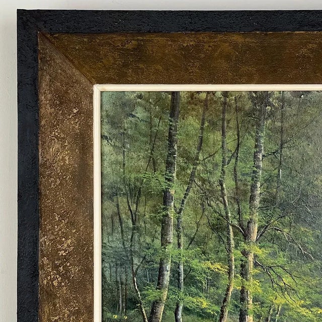 Forest Green Framed Oil Painting on Canvas by Ewald Kreusch (1895-1960) For Sale - Image 8 of 12