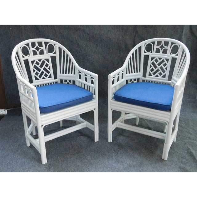Vintage Chinese Chippendale Rattan Chairs Pair Chairish