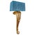 French Grand Scale Parisian Giltwood Corbel Sconces With Blue Pleated Silk Shades - A Pair For Sale - Image 12 of 13