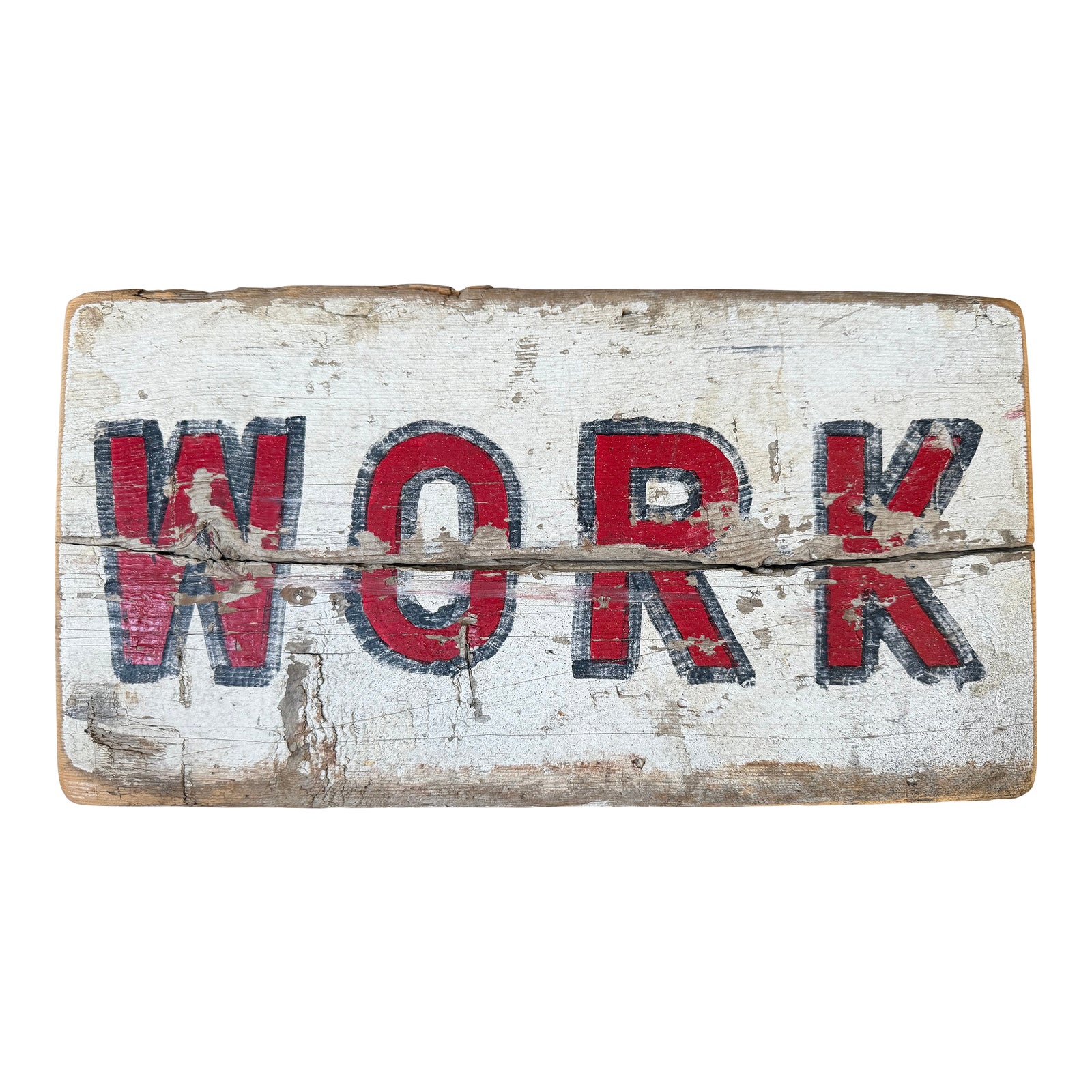 Antique Vintage Work Wood Handmade Sign Red Blue | Chairish