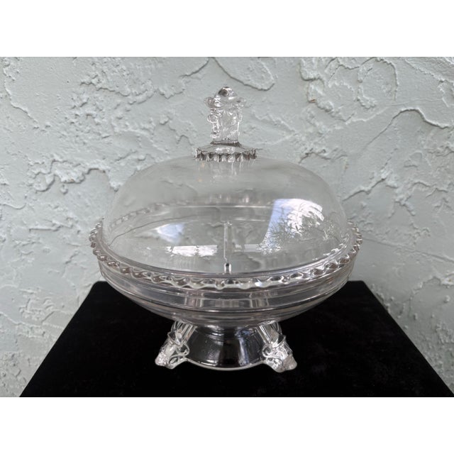 Antique j.h. Hobbs Figural Pressed Glass Covered Compote Candy Dish For Sale - Image 9 of 12