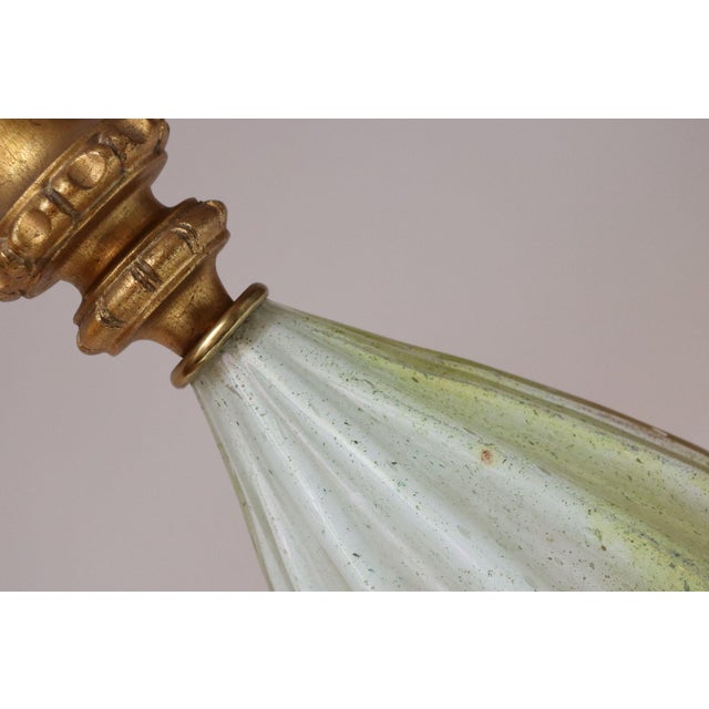 Wood Set of Two Vintage Hollywood Regency Style Table Lamps in Blown Glass and Giltwood For Sale - Image 7 of 12