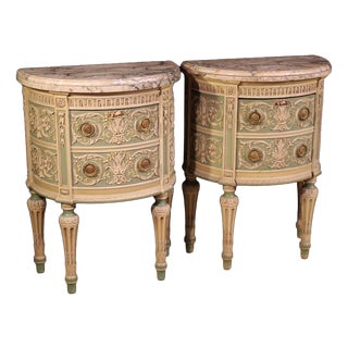 Italian Louis XVI Bonzanigo Style Lacquered Bedside Tables, 1950, Set of 2 For Sale