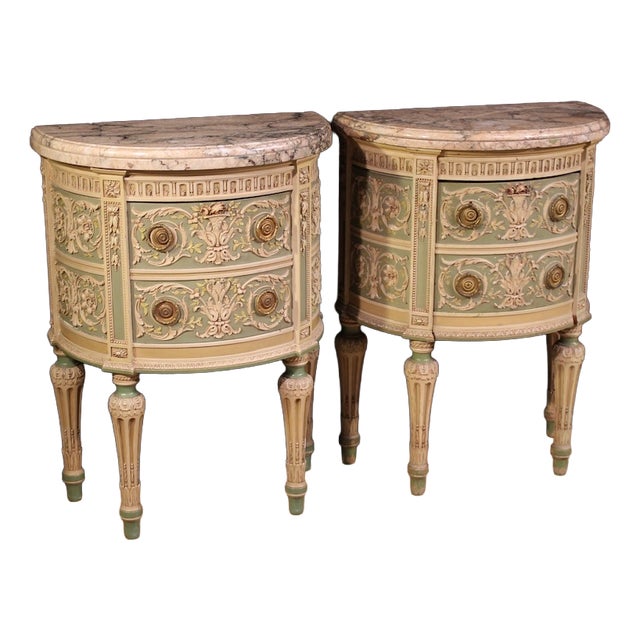 Italian Louis XVI Bonzanigo Style Lacquered Bedside Tables, 1950, Set of 2 For Sale