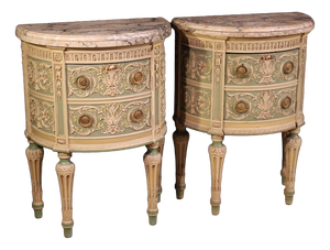 Italian Louis XVI Bonzanigo Style Lacquered Bedside Tables, 1950, Set of 2