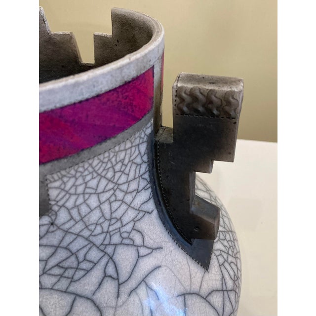 Modern Rick Foris Contemporary Raku Ceramics Art Studio Modern Sculptural Vase For Sale - Image 3 of 13
