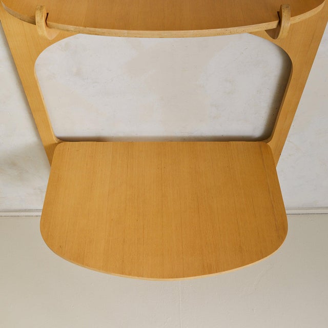 Brown Italian Birch Wall-Mounted Folding Table with Shelves by Anonima Design, 1970 For Sale - Image 8 of 11