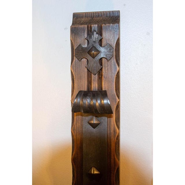 French Double Sconces in Pine and Wrought Iron, 1960, Set of 2 For Sale - Image 9 of 13