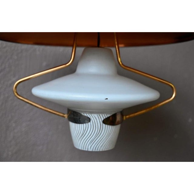 Large Suspension Lantern in Glass and Golden Brass, 1950s For Sale - Image 6 of 18