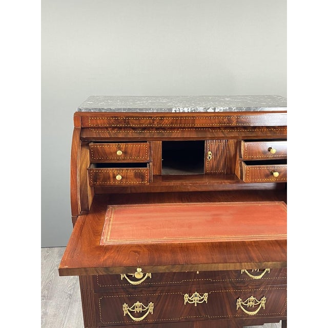 19th Century Louis XVI Style Mahogany Drop-Front Secretary For Sale - Image 3 of 10