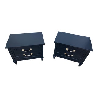 1960s Pair of Directoire Style Black Nightstands For Sale