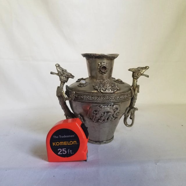 Silver Late 19th Century Pewter Dragon Vase For Sale - Image 8 of 9