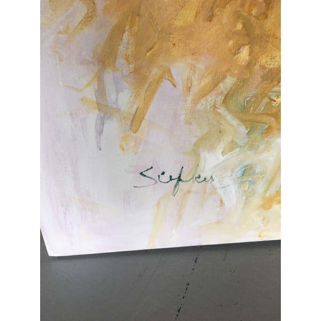 Mary Lou Siefker Acrylic Painting on Canvas Titled: Frenzy in Yellow For Sale - Image 9 of 9