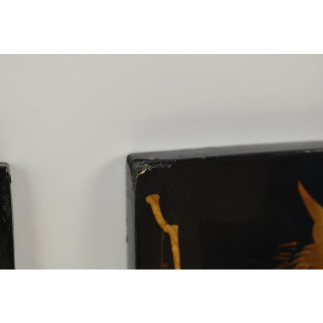 Paint 1920s Japanese Black Lacquer Picutre Frames- Set of 2 For Sale - Image 7 of 11