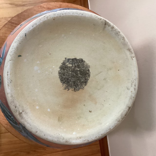 Ceramic Vintage Large Chinoiserie Large Porcelain Koi Fish Bowl Planter Floral Motif For Sale - Image 7 of 12