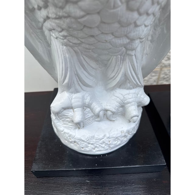 White Vintage Hollywood Regency White Ceramic Owl Table Lamps - Pair For Sale - Image 8 of 12