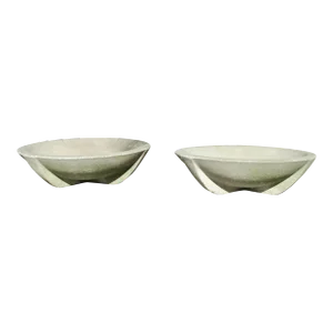 Mid 20th Century Frank Lloyd Wright Style Arts and Crafts Prairie School Cement Planter Pots - A Pair