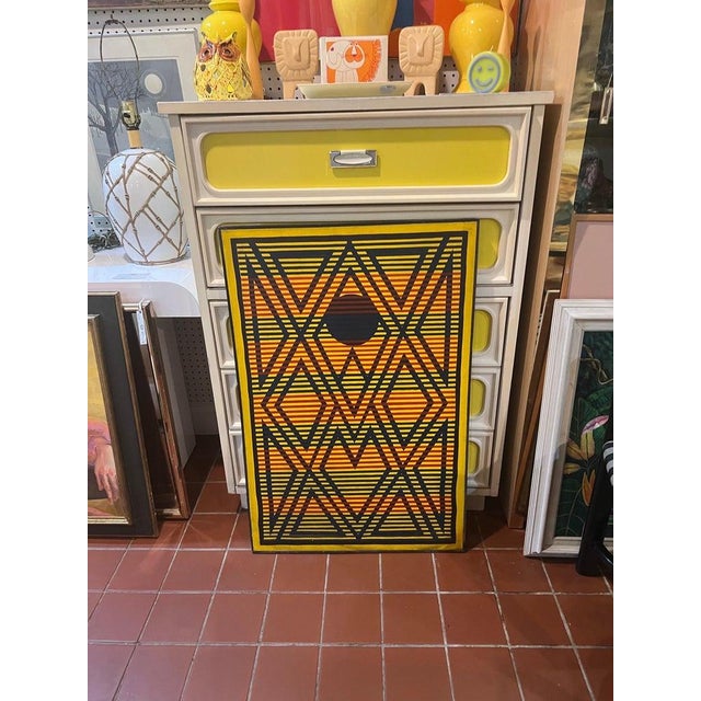 Mid-Century Modern Post Modern Abstract Geometric Painting in the Style of Keith Haring For Sale - Image 3 of 18