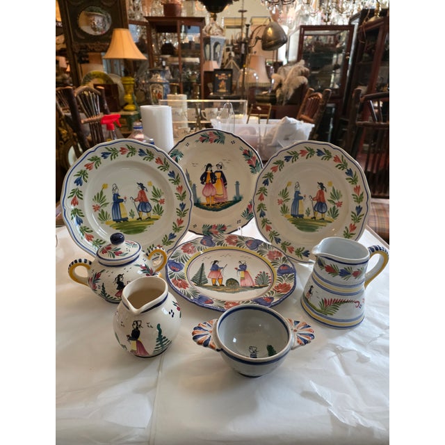 Collection of Eight Quimper French Faience Serveware Pieces For Sale - Image 14 of 16
