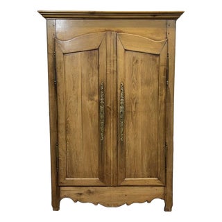 Antique Country Wardrobe in Light Chestnut Wood, 1800s For Sale