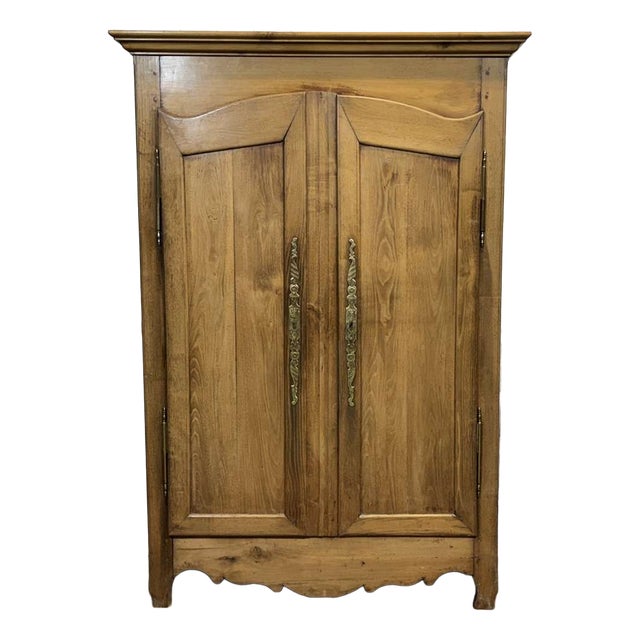 Antique Country Wardrobe in Light Chestnut Wood, 1800s For Sale