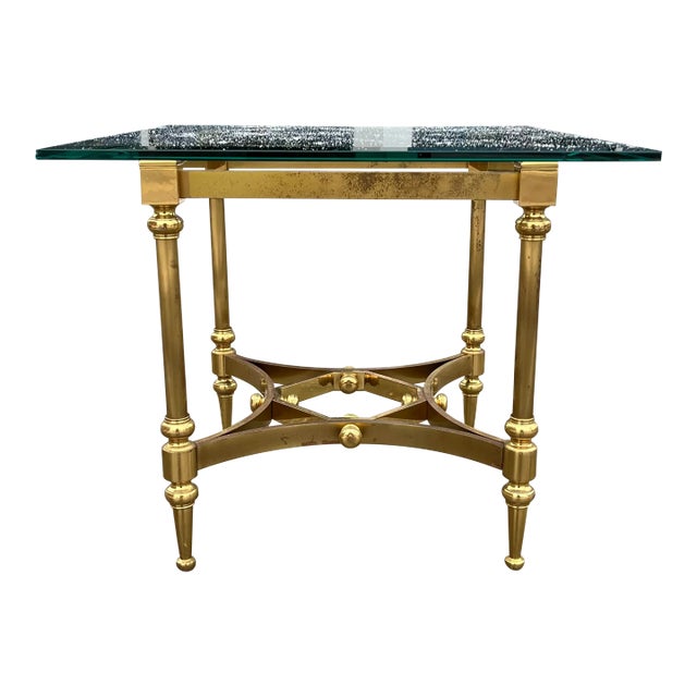 Mid-Century Modern Neotransitional Gothic Bronze & Glass End Table For Sale
