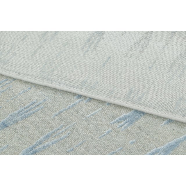 Contemporary Block Print Geometric Natural Silk Runner by Rug & Kilim, India For Sale In New York - Image 6 of 9