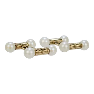 Vintage Edwardian 14 Karat Yellow Gold & Pearl Cufflinks - 2 Pieces