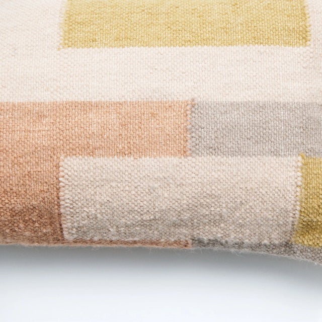 2020s Shale Pastel Handloom Cotton Large Lumbar Pillow Cover Only For Sale - Image 5 of 10