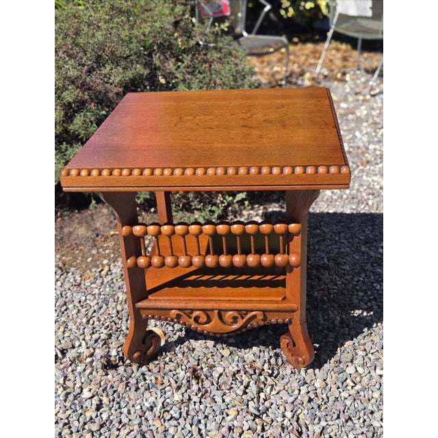 Antique Victorian 1880s Hunzinger Loly Pop Side Table Quater Sawn Oak For Sale - Image 11 of 11