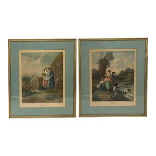 Pair Francesco Bartolozzi Engravings, the Months: April, February After W. O. Hamilton For Sale