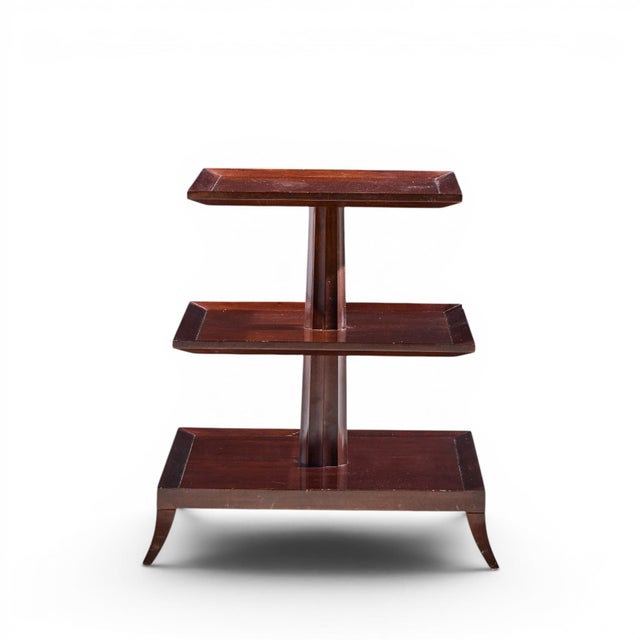 Thomas Pheasant Contemporary American Three Tiered Mahogany End Table This side table measures: 26 wide x 26 deep x 27.25...