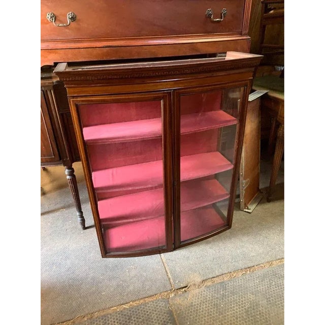 Early 20th Century Edwardian Satinwood Inlaid Mahogany Bow-Front Two Part Chest With Display Top For Sale - Image 9 of 13