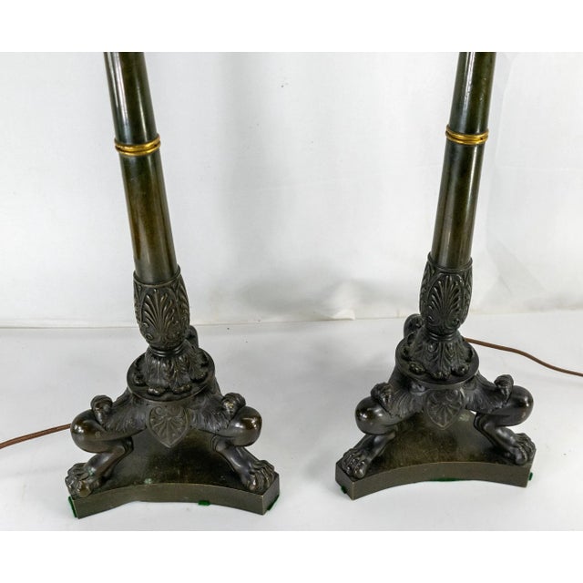 19th Century Pair of Neoclassical Bronze Renaissance Revival Table Lamps For Sale - Image 4 of 13
