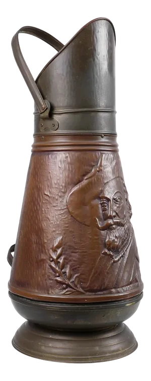 Copper Umbrella Stand with Embossed Image of Rubbens, France, 1900s