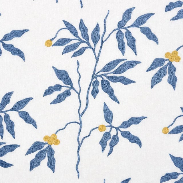 Traditional Sample - Schumacher Lilla Embroidery Fabric, Blue For Sale - Image 3 of 5