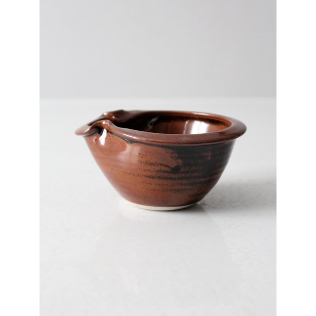 Brown Vintage Studio Pottery Pouring Bowl For Sale - Image 8 of 10