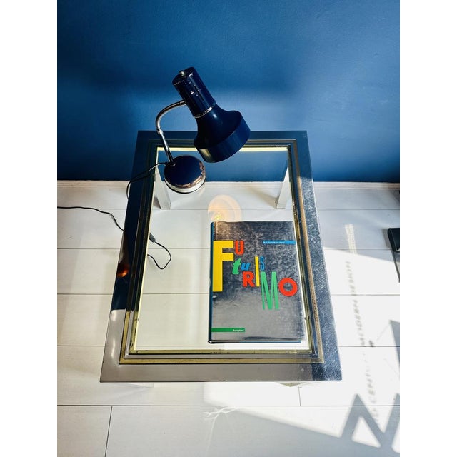 Gold Coffee Table in Chromed Metal and Glass, 1970s For Sale - Image 8 of 11