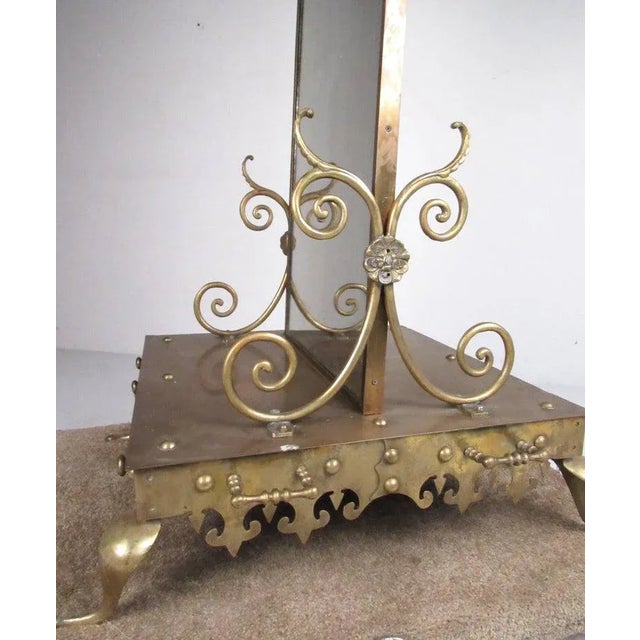 Metal Vintage Brass Double-Sided Dressing Mirror For Sale - Image 7 of 11
