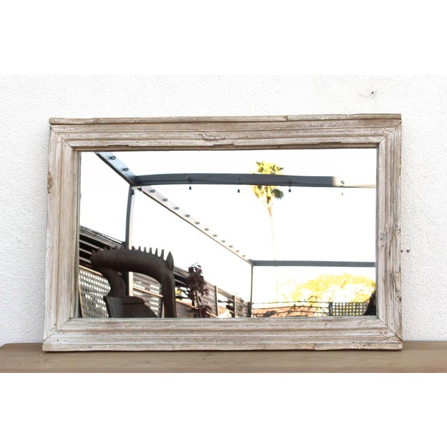 42" Long Antique Sun Bleached Teak Mirror For Sale In Los Angeles - Image 6 of 7