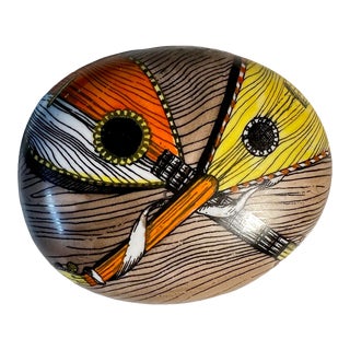 Piero Fornasetti “Strumenti Musicali” Pebble Series Porcelain Paperweight, Circa 1950s For Sale