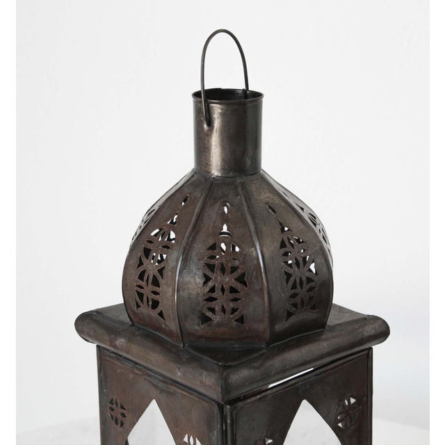 Moroccan Square Tole and Clear Glass Candle Lantern For Sale - Image 15 of 18