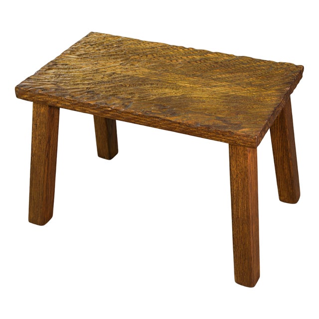 Vintage Gouged Side Table in Oak, 1960s For Sale